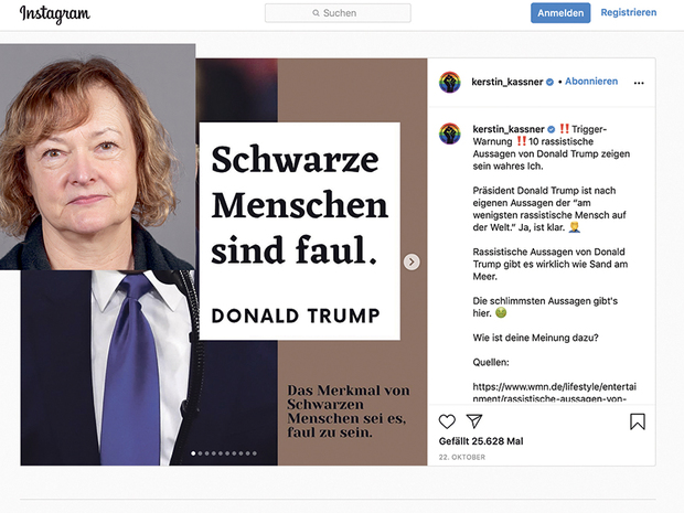 LINKE-MdB Kerstin Kassner: Fakenews und Hass gegen Donald Trump auf Instagram